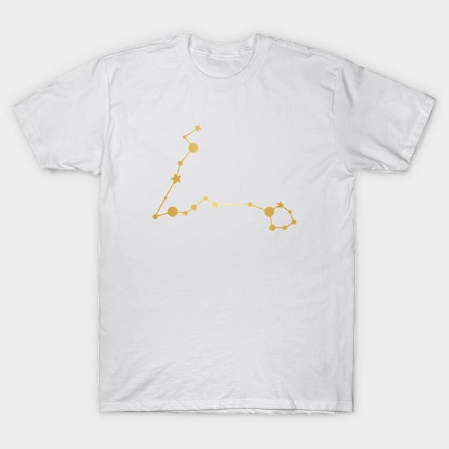 Pisces Zodiac Constellation in Gold T-Shirt by Kelly Gigi